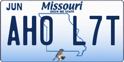 MO license plate AH0L7T