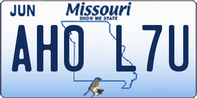 MO license plate AH0L7U