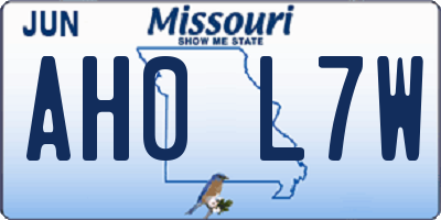 MO license plate AH0L7W