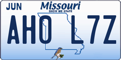 MO license plate AH0L7Z