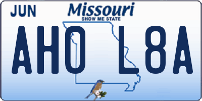 MO license plate AH0L8A