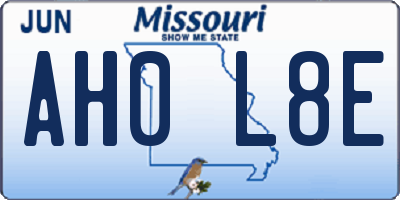 MO license plate AH0L8E