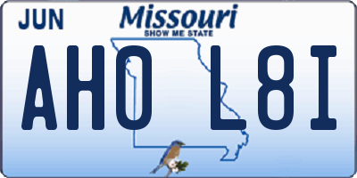 MO license plate AH0L8I