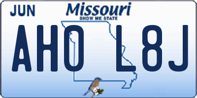 MO license plate AH0L8J