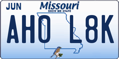 MO license plate AH0L8K