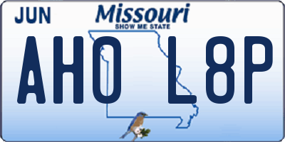 MO license plate AH0L8P