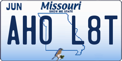 MO license plate AH0L8T