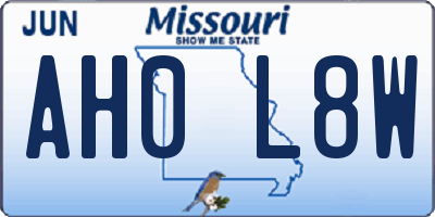 MO license plate AH0L8W