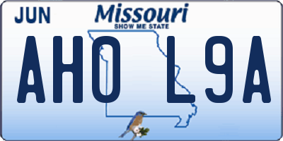 MO license plate AH0L9A