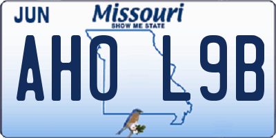 MO license plate AH0L9B