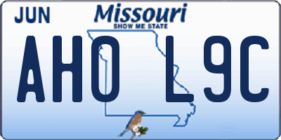 MO license plate AH0L9C