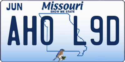MO license plate AH0L9D