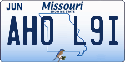 MO license plate AH0L9I