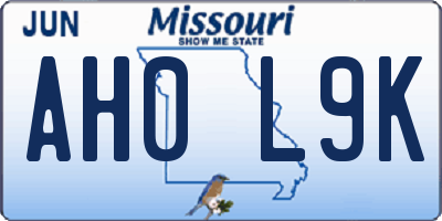 MO license plate AH0L9K