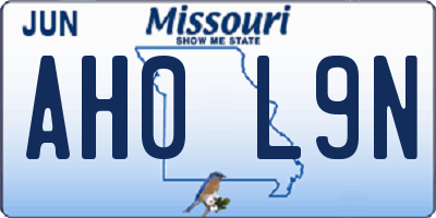 MO license plate AH0L9N