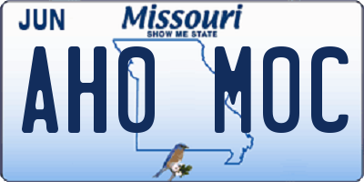 MO license plate AH0M0C