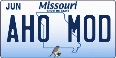 MO license plate AH0M0D