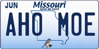 MO license plate AH0M0E