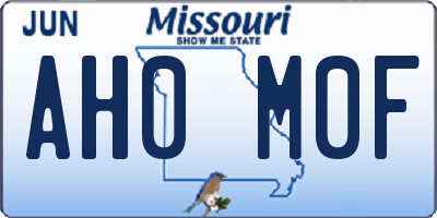 MO license plate AH0M0F