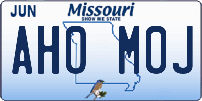 MO license plate AH0M0J