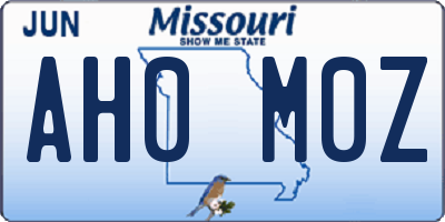 MO license plate AH0M0Z