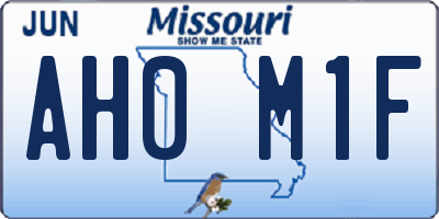 MO license plate AH0M1F