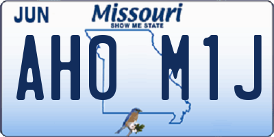 MO license plate AH0M1J
