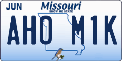 MO license plate AH0M1K