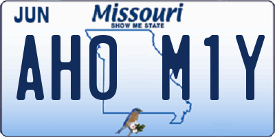 MO license plate AH0M1Y