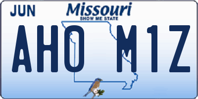 MO license plate AH0M1Z