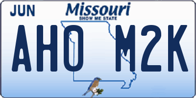 MO license plate AH0M2K