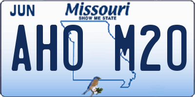 MO license plate AH0M2O