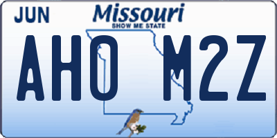 MO license plate AH0M2Z