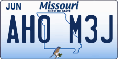 MO license plate AH0M3J