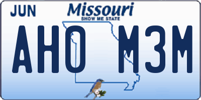 MO license plate AH0M3M