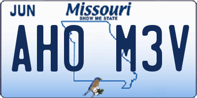 MO license plate AH0M3V