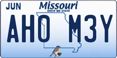 MO license plate AH0M3Y