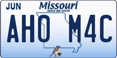 MO license plate AH0M4C