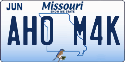 MO license plate AH0M4K