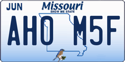 MO license plate AH0M5F