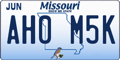 MO license plate AH0M5K