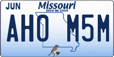 MO license plate AH0M5M