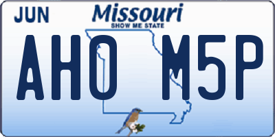 MO license plate AH0M5P