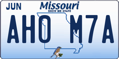 MO license plate AH0M7A