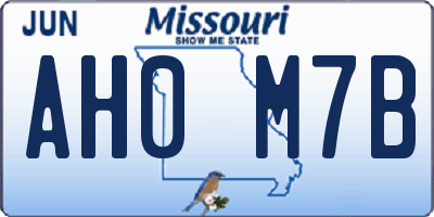 MO license plate AH0M7B