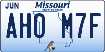 MO license plate AH0M7F