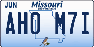 MO license plate AH0M7I