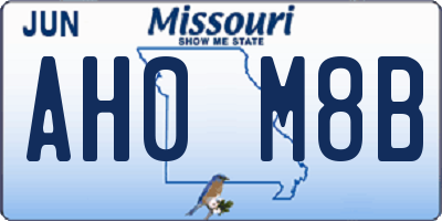 MO license plate AH0M8B