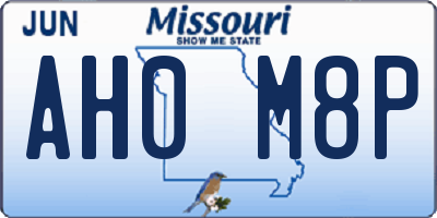 MO license plate AH0M8P