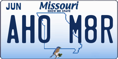 MO license plate AH0M8R